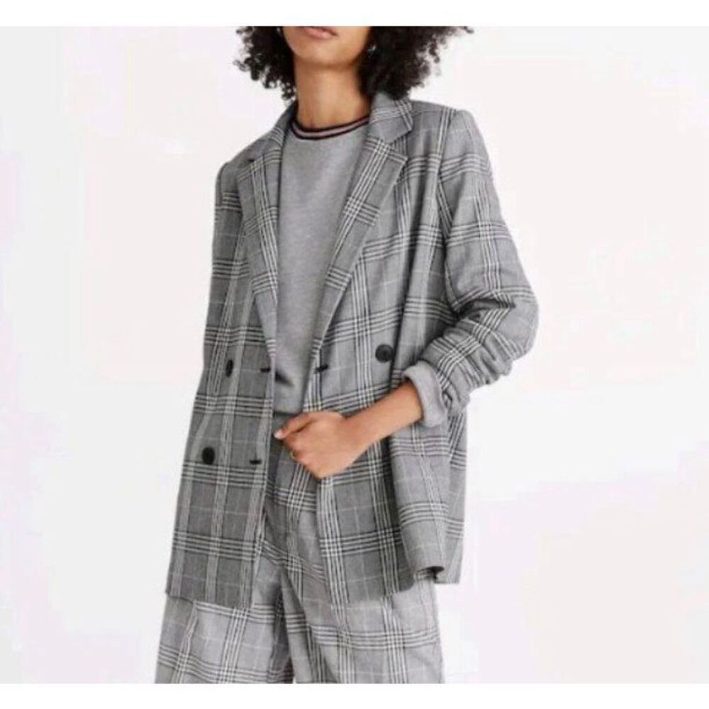 MADEWELL Blazer Caldwell Oversized Caldwell Double Breasted Preppy Career Gray